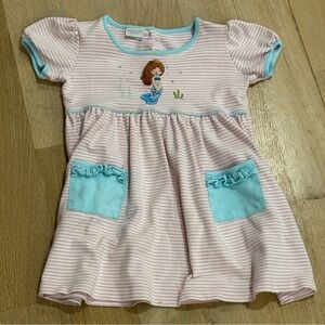 Squiggles Mermaid Pink and Light Blue Striped Dress